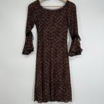 City Triangles Vintage  Bell Sleeve Midi Dress M Brown Mesh Ditzy Floral Phoebe Photo 5