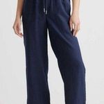 Quince 100% Linen Wide Leg High Rise Pants in Navy Photo 0