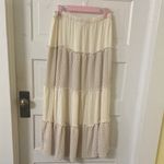 POL NEW Cream and Tan Tiered Maxi Skirt Photo 7