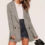 Reformation  Rae Gingham Check Paid Double Breasted Relaxed Blazer Photo 0