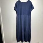 Vintage Boundary Line Maxi Dress Pansies Bees Cotton Short Sleeve Blue Large Photo 3