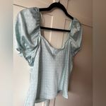 Blue Rain  Francesca’s NWT‎ Women’s Puff Sleeve Polka Dot Shirt Size L Photo 11