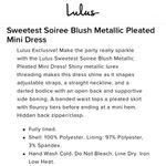 Lulus LULU’S Sweetest Soirée Blush Pink Metallic Pleated Open Back Mini Dress Size M Photo 15