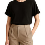 L. Bates Collection Black Acetate Rayon Blouse – Size Large (Made in USA) Photo 0