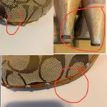 Coach VINTAGE BROWN CLOTH SIGNATURE PRINT CLOG HEEL MULES "FELICITY" (8) Photo 10