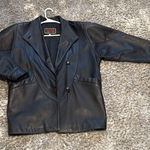 Black Leather Jacket Size 2 Women – Elegant Blazer Style with Lapels and Pockets Photo 0