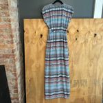Presley Skye Cap Sleeve Print 100% Silk Crêpe de Chine Maxi Dress Sz M Blue Size M Photo 5