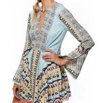 Free People Women's Blue Tegan Border Printed Mini Dress size 8 Photo 0
