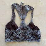 Free People  Intimates Lacy Brown Blue Racerback Bra Sz Medium Photo 3