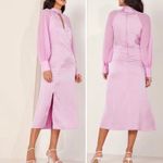 Foxiedox New  Orchid Satin Pearl Cuff Front Split Halter Neck Midi Dress Photo 1