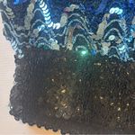 VINTAGE ANN GREEN ENGLAND Shades of Blue Sequin Blouse Size Large Photo 9