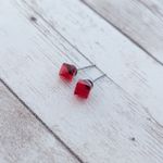 Red Cube Design Stud Earrings for Pierced Ears Photo 1