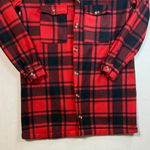 Stylish Red and Black Plaid Trench Coat Size M Photo 3