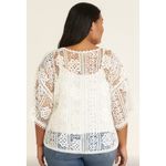 Democracy Top White Crochet Knit Kimono Cottagecore Blouse Womens Plus Size 3X Photo 1