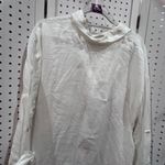 Magaschoni  White Linen Blend Button Down Long Sleeve Shirt Top Size L Photo 8