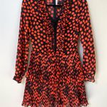 DELFI Collective KIKI lace up ruffled long sleeve ruffle Polk dot minidress XS Red Photo 6