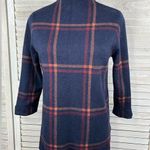 Max Studio  Windowpane Plaid Mock Neck Pullover Sweater Navy/Multi-Medium Photo 0