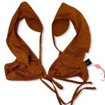 MINKPINK Sun & Earth Frill Triangle Orange Metallic Copper Bikini Top New XS Photo 1