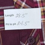 D&Co. Burgundy Plaid Collarless Button Down Shirt Size XL Burgundy Plaid Top Red Photo 9