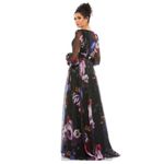 Mac Duggal NWT 67872 Black Chiffon BishopSleeve Floral Print Gown Sz 6 $598 Photo 2