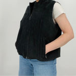 vintage all leather black biker vest zip up sleeveless punk rock goth emo XL Photo 7