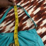 Vintage 90s Y2K Turquoise leather gold turn lock mini shoulder hand bag purse clutch pleated 2000s #glam #evening #classy #feminine #romantic Measurement in pics Great condition Blue Photo 7