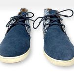 Soludos  Blue White Floral Italian Printed Motif Suede Lace Up Sneaker Boot Photo 7