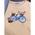 Liberty Lane Yellow Short Sleeve Bicycle Embroidery Floral TShirt Size 1X Photo 2