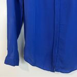 Babaton T. 100% Silk Royal Blue Hidden Button Down V-neck Blouse Size Small Photo 6