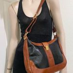 Vintage MARINO ORLANDI Italian Leather Two Tone Brown Black Shoulder Bag Photo 1