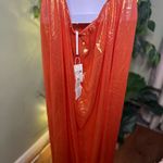 Anthropologie  Maxi Halter Metallic Tangerine Dress with Criss Cross Straps NWT L Photo 9