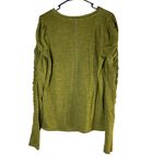 We The Free  Womens Medium Olive‎ Green Ruched Sleeve Long Sleeve Shirt Bohemian Photo 7