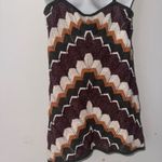 ISSHU Beaded Tank Top Sleeveless‎ Knit Chevron Pattern Medium Brown Photo 4