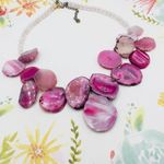 Barse Pink Slice Agate & Rose Quartz Sterling Silver Necklace Photo 6