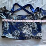 10 Th House  COMPASS ROSE BLUE FLORAL SPANDEX CROP TOP Size LA Photo 6