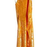Caroline Constas Orange Sequin Embellished Sleeveless Halter Midi Dress Size M Size M Photo 0
