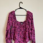 Urban Outfitters  Pink Puff Sleeve Smocked Blouse Photo 3