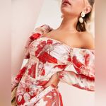 ASOS  Red Floral Off-Shoulder Mini Dress Photo 1