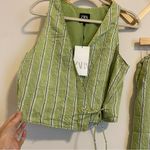 ZARA NWT Green Striped Pants and Top Set size Medium Photo 4