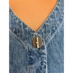 Vintage 90s Faded Glory Denim Button Front Midi Dress Short Sleeve Vneck Pockets Blue Size 12 Photo 8