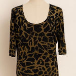 Kensie  Women’s Size M Animal Print 3/4 Sleeve Soft Top Photo 0