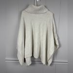 Vera Wang Simply Vera by  White Mixed Cable Knit Turtleneck Winter Poncho M/L Photo 4