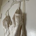 Selfie Leslie NEW! Downtown Cami Strap Front Split Midi Slip Dress Champagne LRG Photo 7