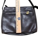 VTG Gianni Bernini Brown Leather Crossbody Bag Adjustable Strap Gold Charm‎ Photo 3