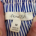 Active USA 52  Cold Shoulder Blue White Stripe Ruffle Floral Top Size Medium Photo 7