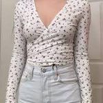 Brandy Melville White Wrap Top Photo 0