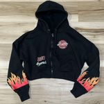 Racecar Black Cropped Zip Up Hoodie Sweatshirt Women’s Small Photo 0