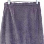 90s Vintage Gray Velour Stretch Waist Back Slit Pencil Skirt Photo 4