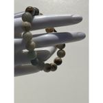 Jade MultiColor Jade Gray Cream Brown Stone Round Bead Bracelet Size 6.5 Green Photo 7