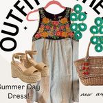 THML EUC Women’s Boho Preppy Sleeveless Embroidered & Striped Dress Sz S 🦋💖🌴 Photo 1